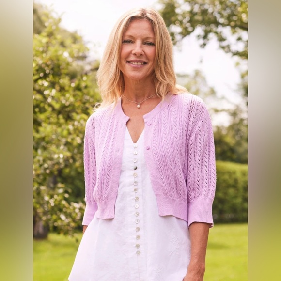 April Cornell Memories Cropped Sweater Orchid Size XL - Picture 2 of 13